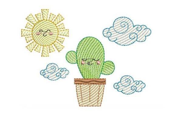 Cute Baby Cactus Embroidery Design